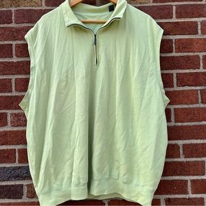 Carnoustie Mens Pullover Golf Sleeveless Vest 1/4 Zip Lined Green Cotton XXL